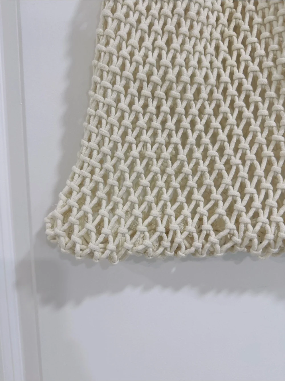 Boho Macramé Cotton Rope Market Tote Bag | Handmade Ivory Woven Beach Shopper |